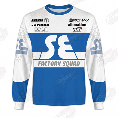 SE Factory Squad Blue White vintage BMX racing jersey - product view