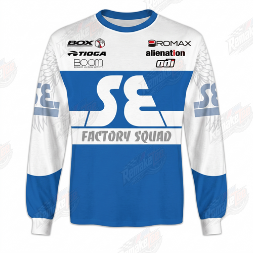 SE Factory Squad Blue White vintage BMX racing jersey - product view