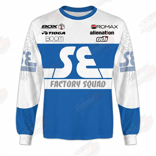 SE Factory Squad Blue White vintage BMX racing jersey - product view