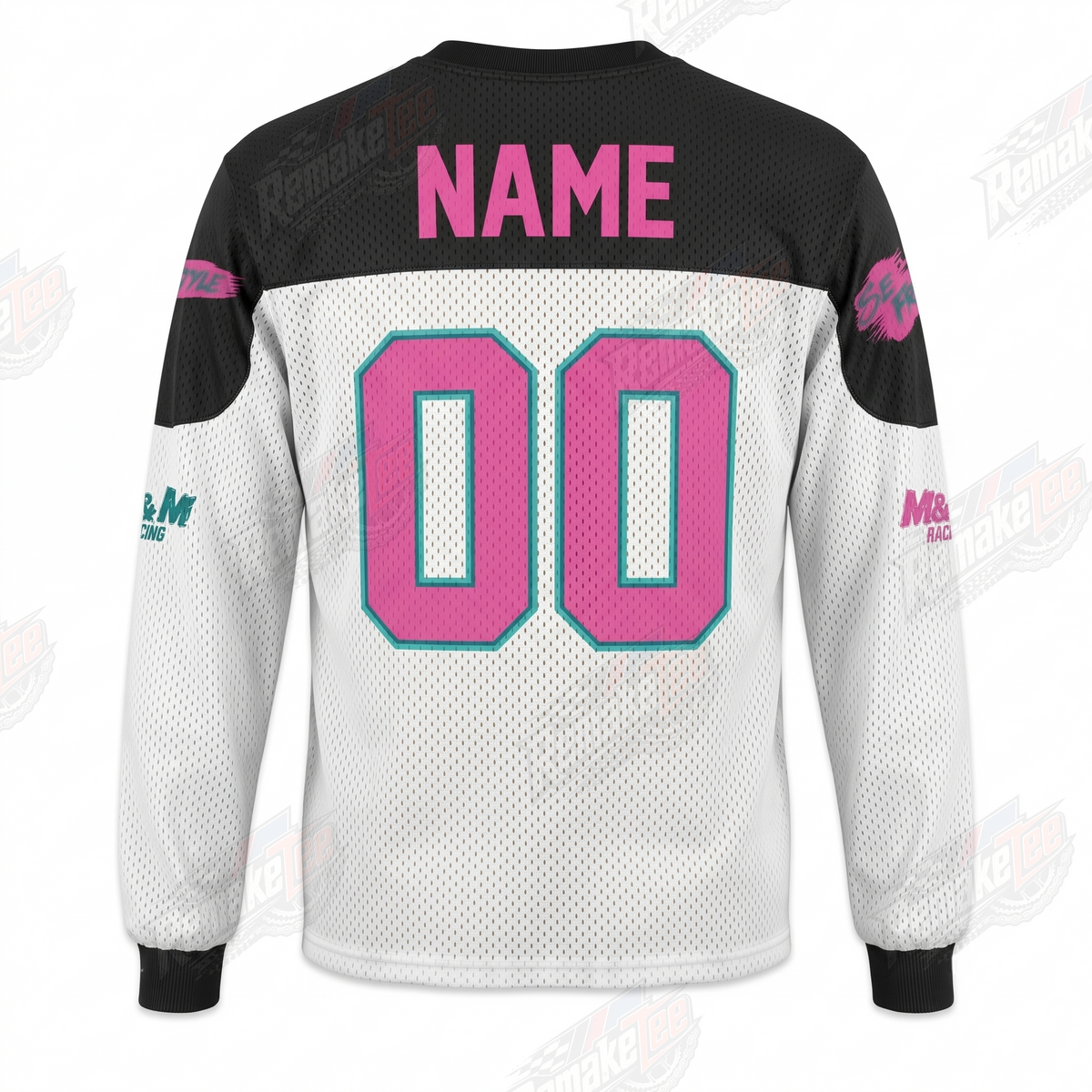 SE Freestyle White Pink Teal vintage BMX racing jersey - alternate product view