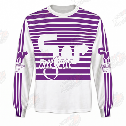 CW Racing Freestyle Purple White vintage BMX racing jersey - product view