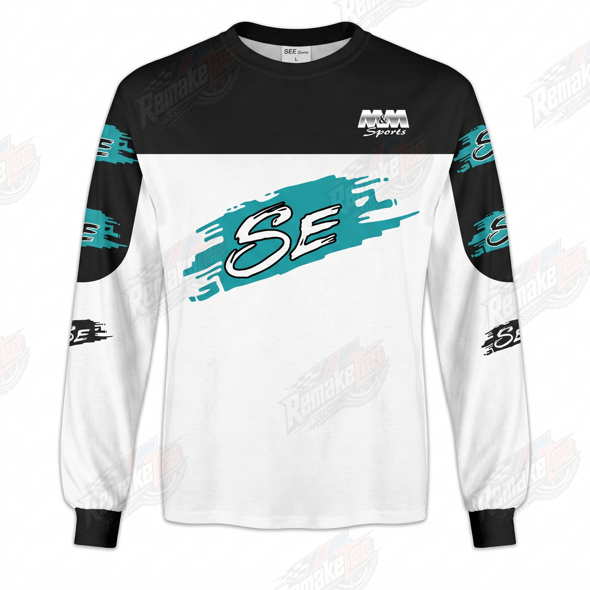 SE White Teal Black vintage BMX racing jersey - product view