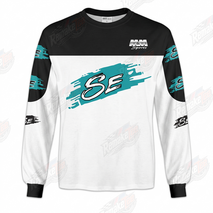 SE White Teal Black vintage BMX racing jersey - product view