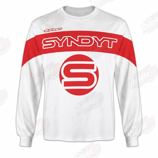 SYNDYT Racing White Red vintage BMX racing jersey - product view