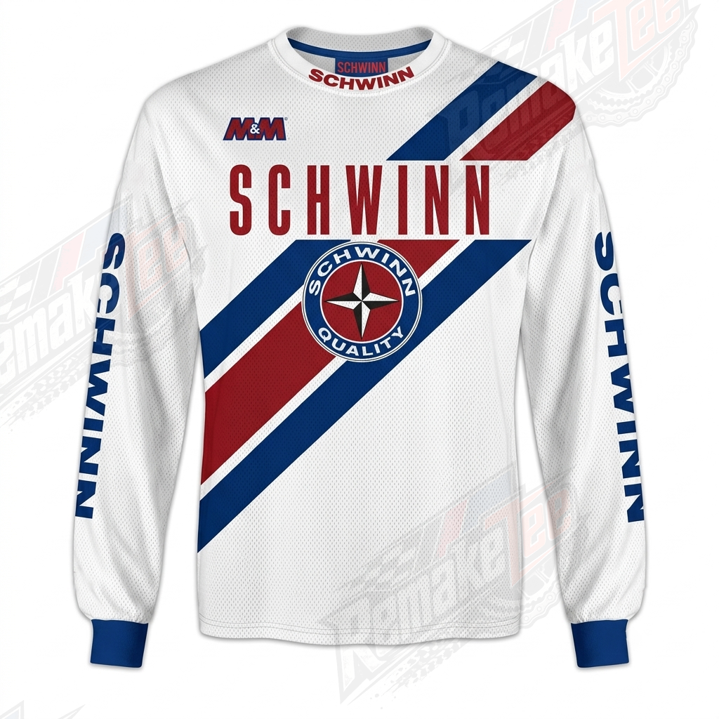 Schwinn White Red Blue Classic vintage BMX racing jersey - product view