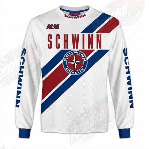 Schwinn White Red Blue Classic vintage BMX racing jersey - product view
