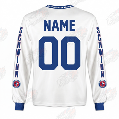 Schwinn White Red Blue Diagonal vintage BMX racing jersey - alternate product view