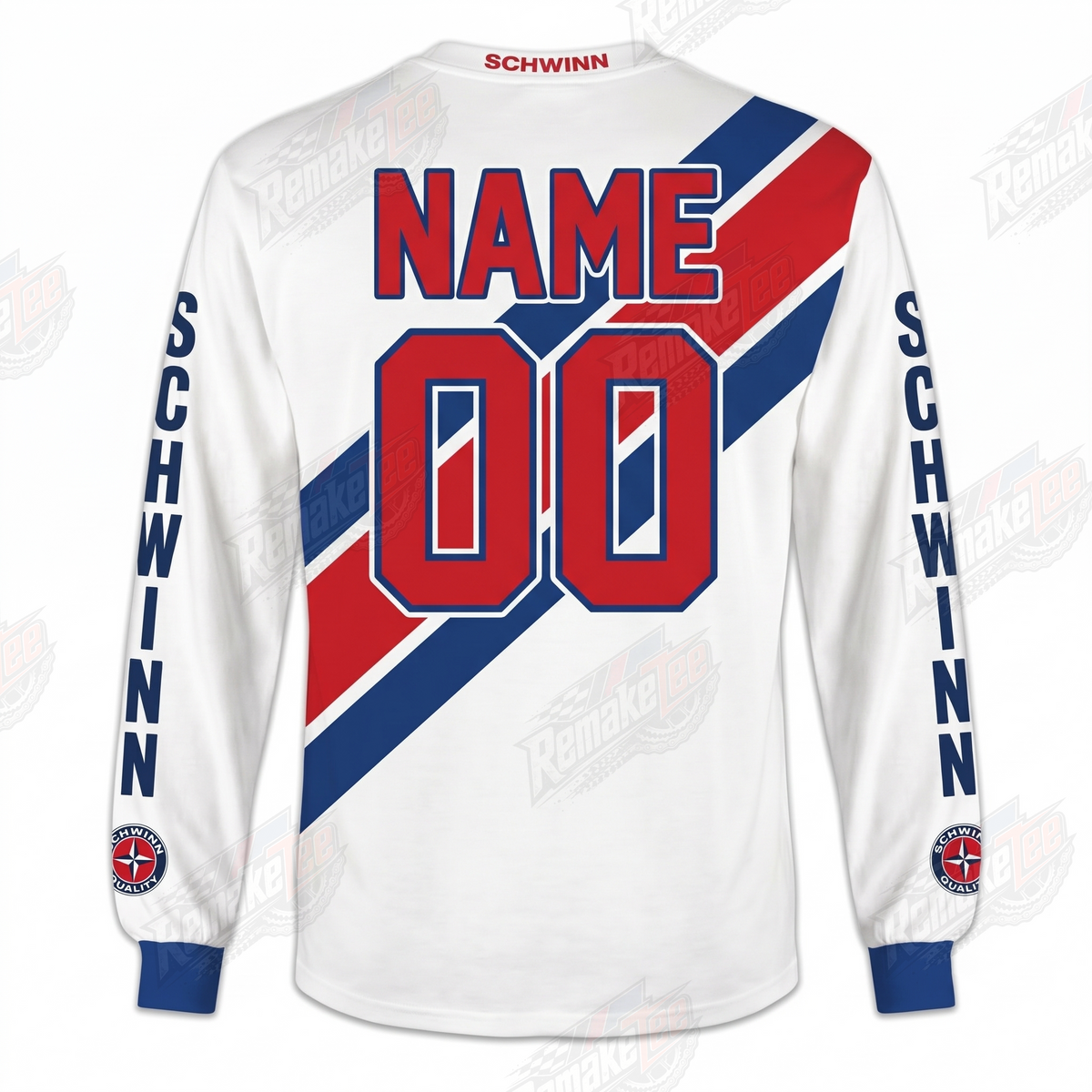 Schwinn White Red Blue Racing Stripe vintage BMX racing jersey - alternate product view