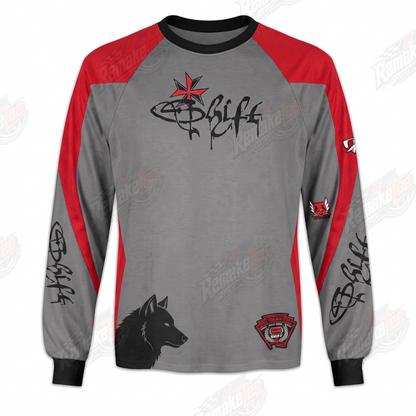Shift Gray Red Wolf vintage BMX racing jersey - product view