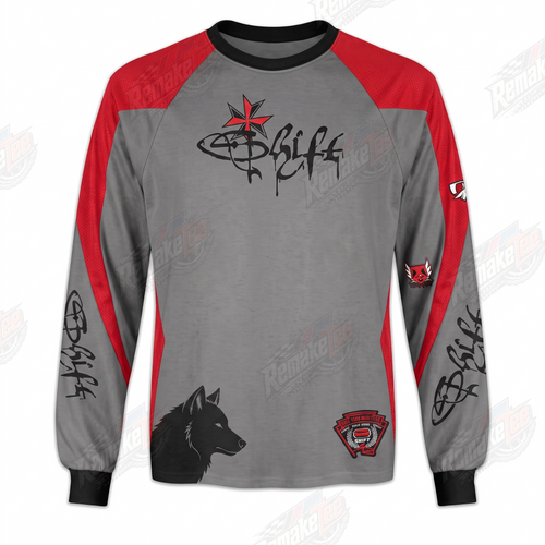 Shift Gray Red Wolf vintage BMX racing jersey - product view
