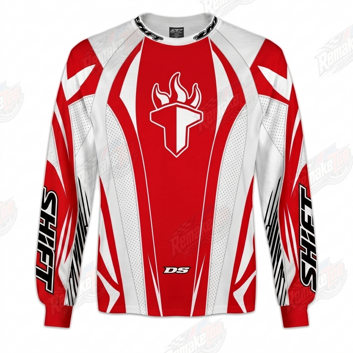 Shift Red White Flame vintage BMX racing jersey - product view