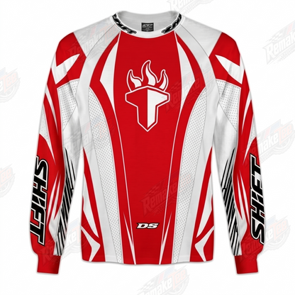 Shift Red White Flame vintage BMX racing jersey - product view