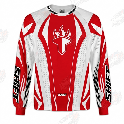 Shift Red White Flame vintage BMX racing jersey - product view