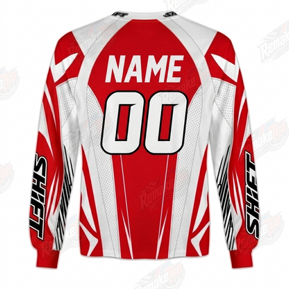 Shift Red White Flame vintage BMX racing jersey - alternate product view