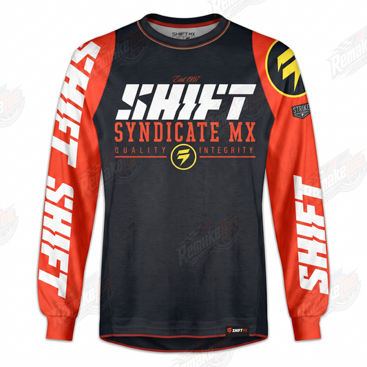 Shift Syndicate MX Black Red vintage BMX racing jersey - product view
