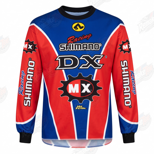 Shimano DX MX Racing Red Blue vintage BMX racing jersey - product view