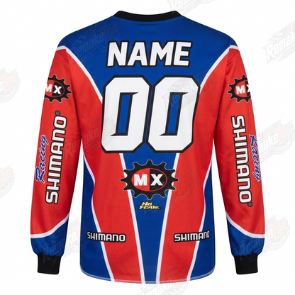 Shimano DX MX Racing Red Blue vintage BMX racing jersey - alternate product view