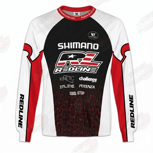 Shimano Redline Bicycles White Red Black vintage BMX racing jersey - product view