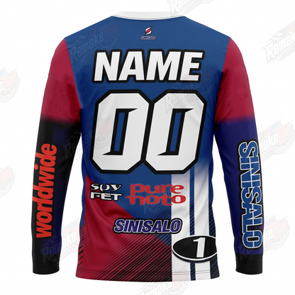 Sinisalo Pure Moto Worldwide vintage VMX racing jersey - back product view