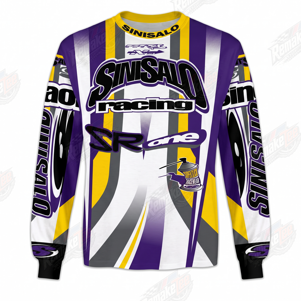 Sinisalo Racing Rad Purple Yellow vintage VMX racing jersey - front view