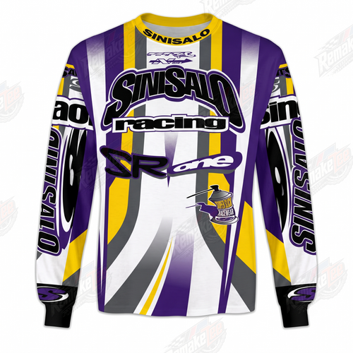 Sinisalo Racing Rad Purple Yellow vintage VMX racing jersey - front view