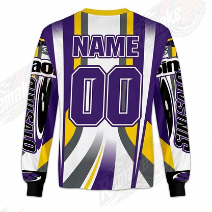 Sinisalo Racing Rad Purple Yellow vintage VMX racing jersey - back view