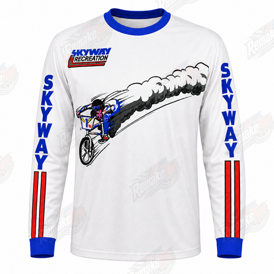 Skyway Recreation BMX White Blue Red vintage racing jersey - product view