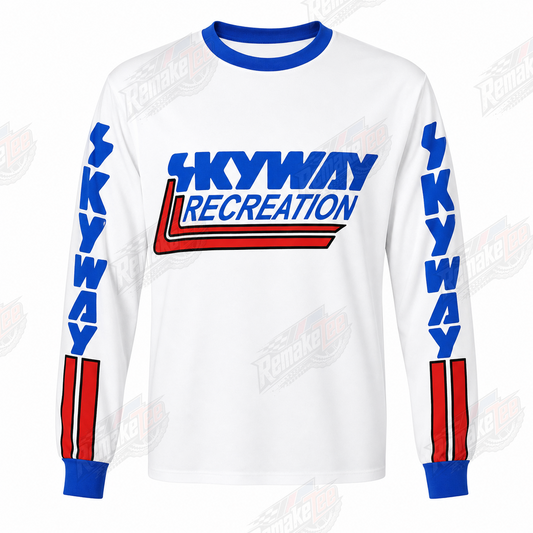 Skyway Recreation White Blue Red vintage BMX racing jersey - product view