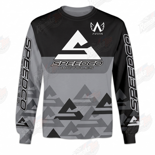 Speedco Avian Gray Geometric vintage BMX racing jersey - product view