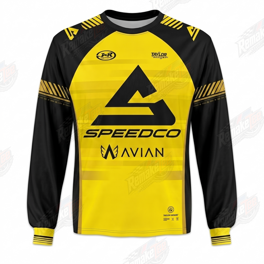 Speedco Avian Yellow Black vintage BMX racing jersey - product view
