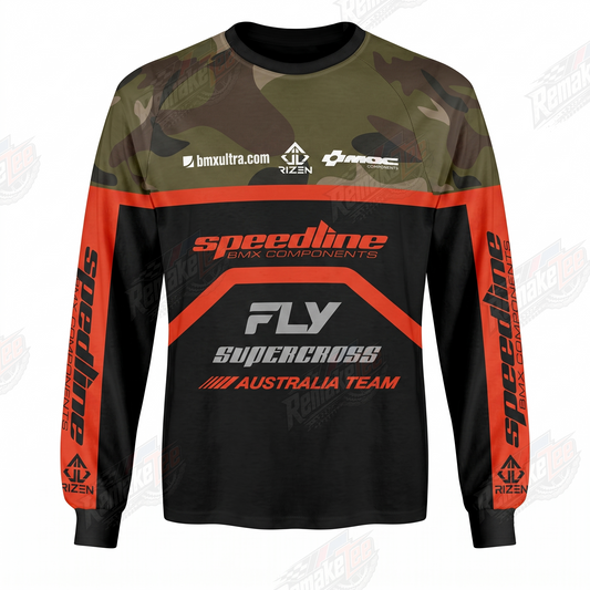 Speedline Fly Supercross Australia Camo vintage BMX racing jersey - product view