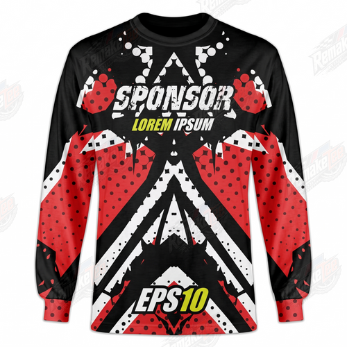 Sponsor EPS10 Red Black vintage BMX racing jersey - product view