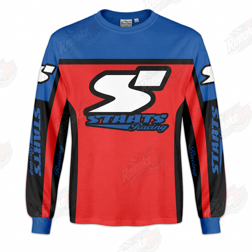Staats Racing Red Blue vintage BMX racing jersey - product view