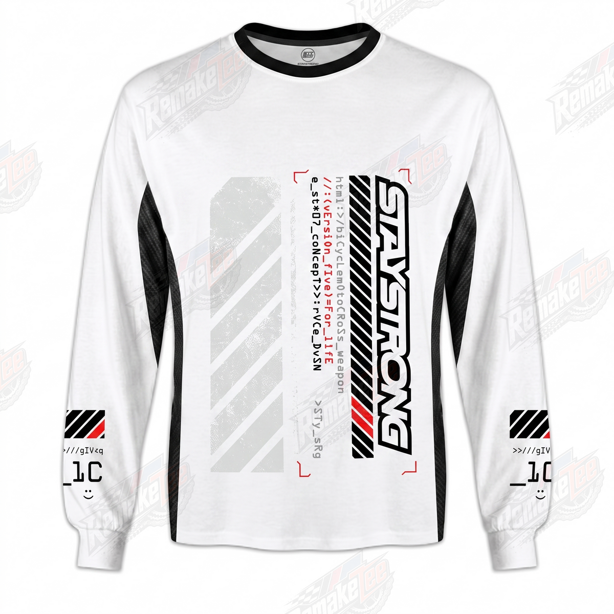Staystrong Code White Black Red vintage BMX racing jersey - product view