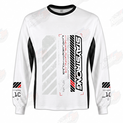 Staystrong Code White Black Red vintage BMX racing jersey - product view