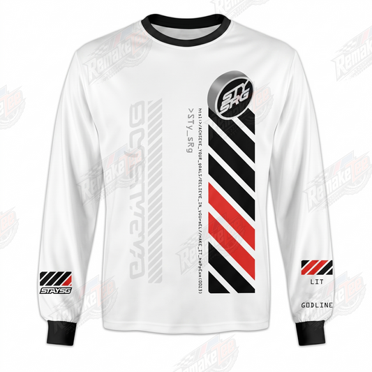 Staystrong Diagonal Stripe White Black Red vintage BMX racing jersey - product view
