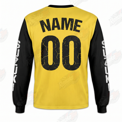 Suzuki Vintage Yellow Black Crest vintage VMX racing jersey - back view