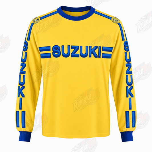 Suzuki Yellow Blue vintage BMX racing jersey - product view