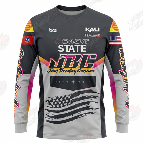 Syndyt State JBC John Bradley Custom Gray vintage BMX racing jersey - product view