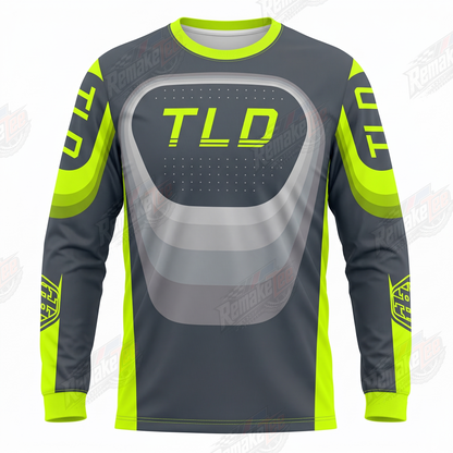 TLD Grey Neon Yellow vintage VMX racing jersey - product view