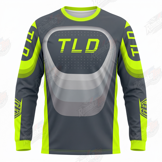 TLD Grey Neon Yellow vintage VMX racing jersey - product view