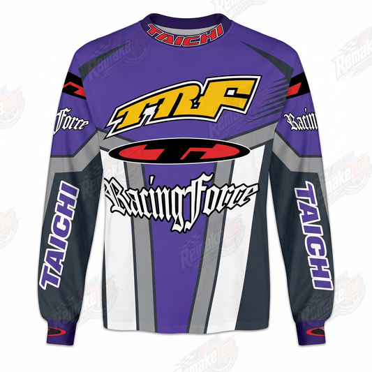 Taichi Racingforce Purple White vintage BMX racing jersey - product view
