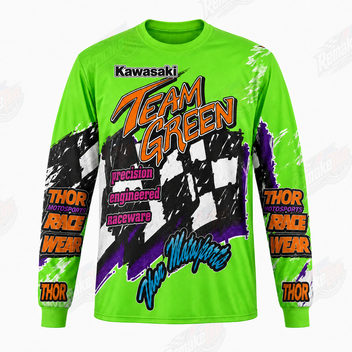 Team Green Kawasaki Thor vintage VMX racing jersey - product view