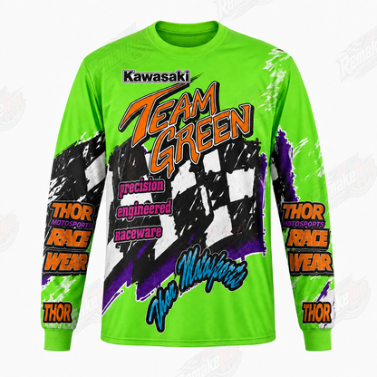 Team Green Kawasaki Thor vintage VMX racing jersey - product view