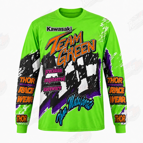 Team Green Kawasaki Thor vintage VMX racing jersey - product view