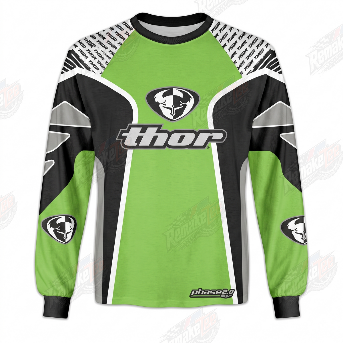 Thor Green Black Retro vintage VMX racing jersey - product view
