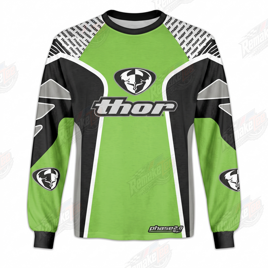 Thor Green Black Retro vintage VMX racing jersey - product view