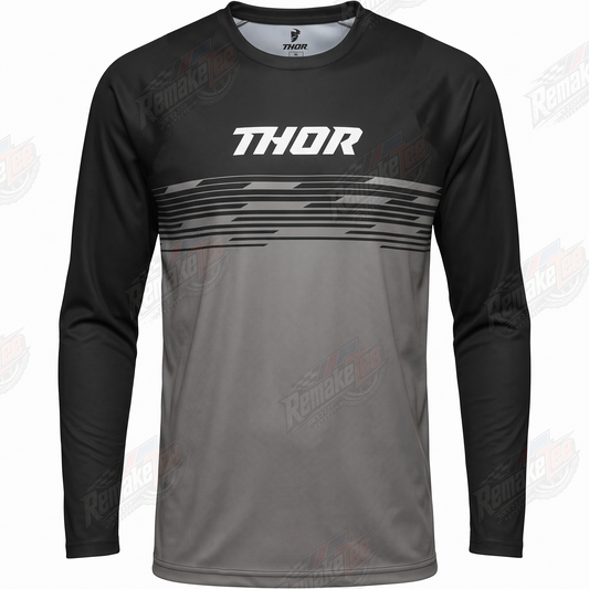Thor Racing Black Gray vintage BMX racing jersey - product view