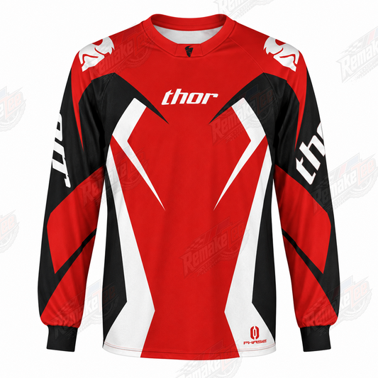 Thor Racing Red Black White vintage BMX racing jersey - product view