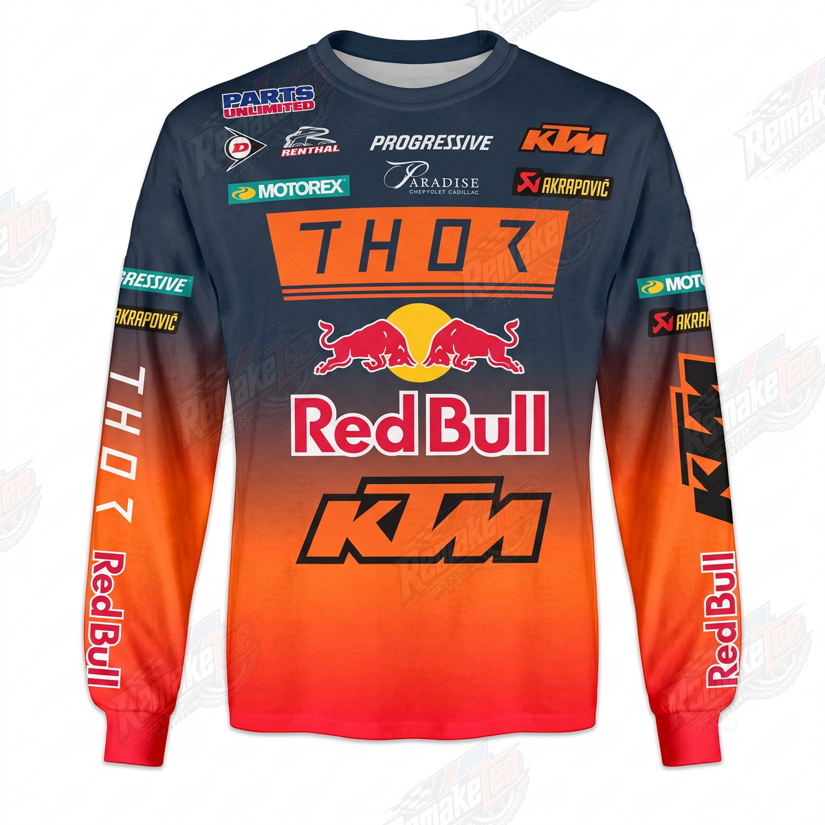 Thor Red Bull KTM Orange Navy vintage VMX racing jersey - front product view